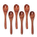 6in Wooden Spoons, 6pcs Soup Spoons Set, Small Wooden Utensils for Coffee,
