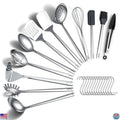 Kitchen Cooking Utensils Set 26 Pieces, Stainless Steel Heavy Duty Sturdy