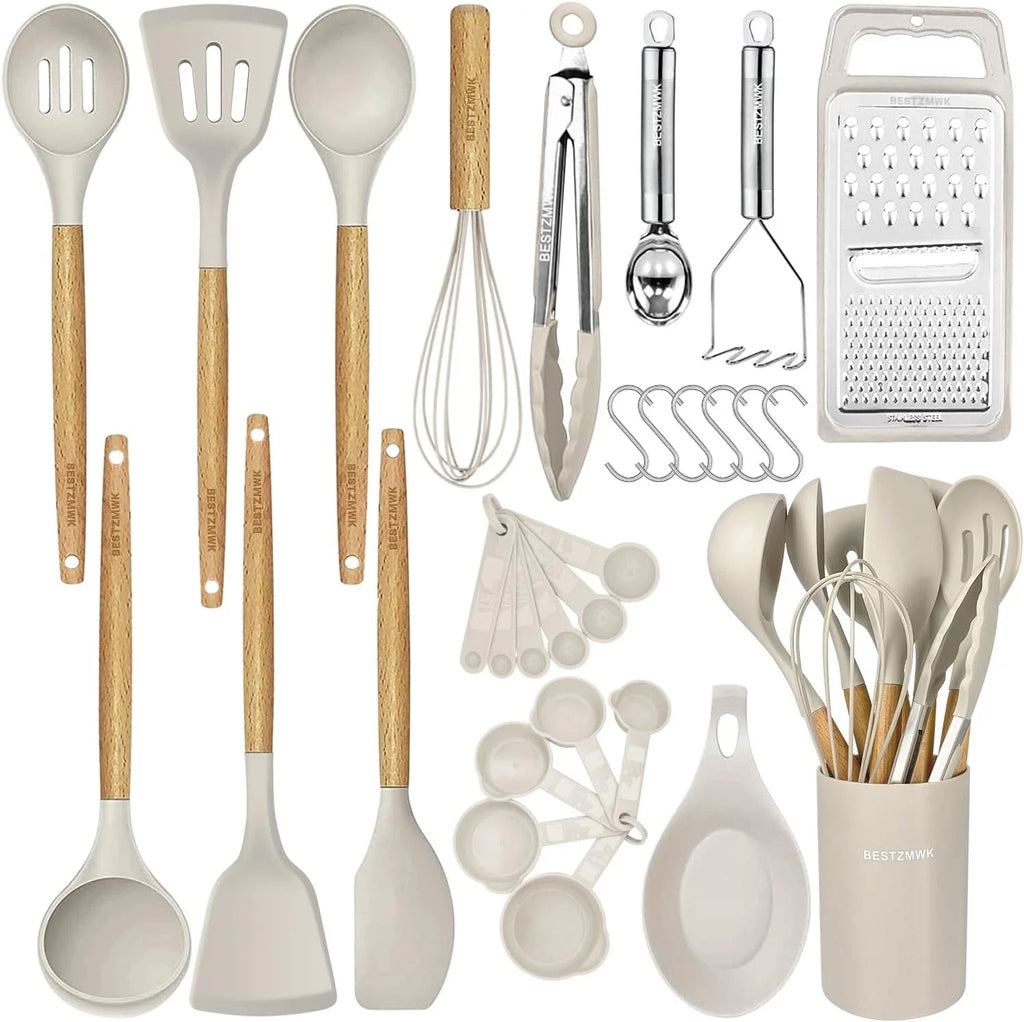 Kitchen Cooking Utensils Set,29 Pcs Non-Stick Silicone Cooking Kitchen Utensils